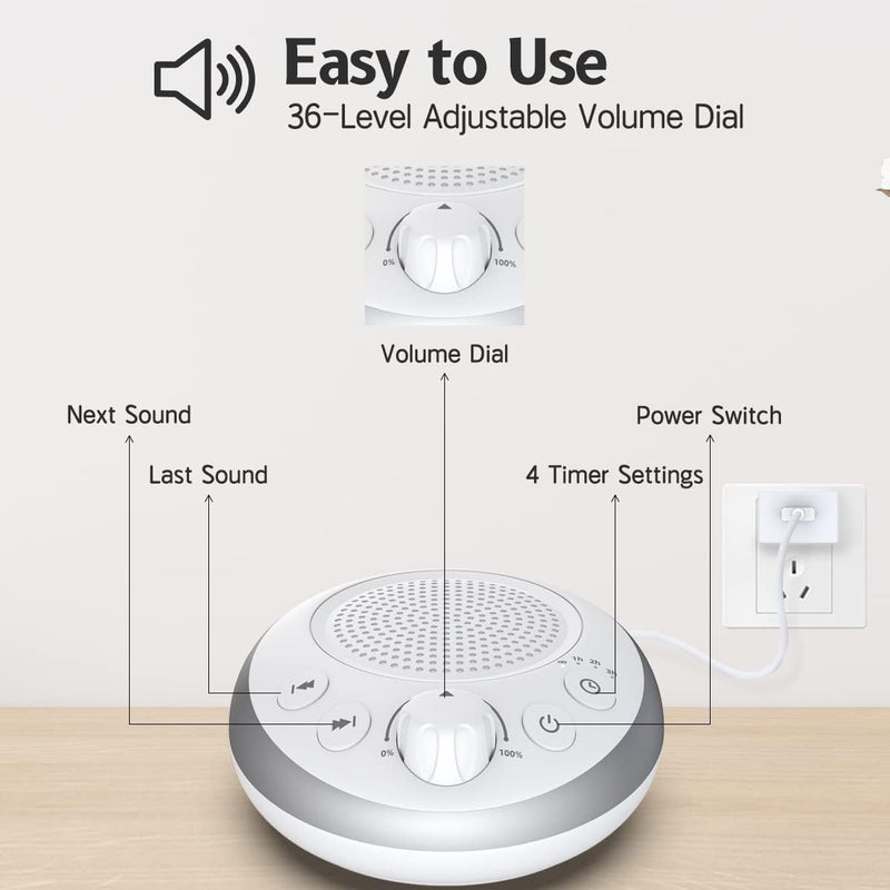 iDealSleep Loud Pink Noise Machine Sleep Machine Nostop 30 Soothing Sounds for Baby Kids Adults Sleep Pinknoise Machine 36-Level Vol Auto-Off Timer Memory Function for Home Travel Office - Image 3